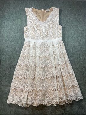 Francesca's Cream and‎ White Lace Dress